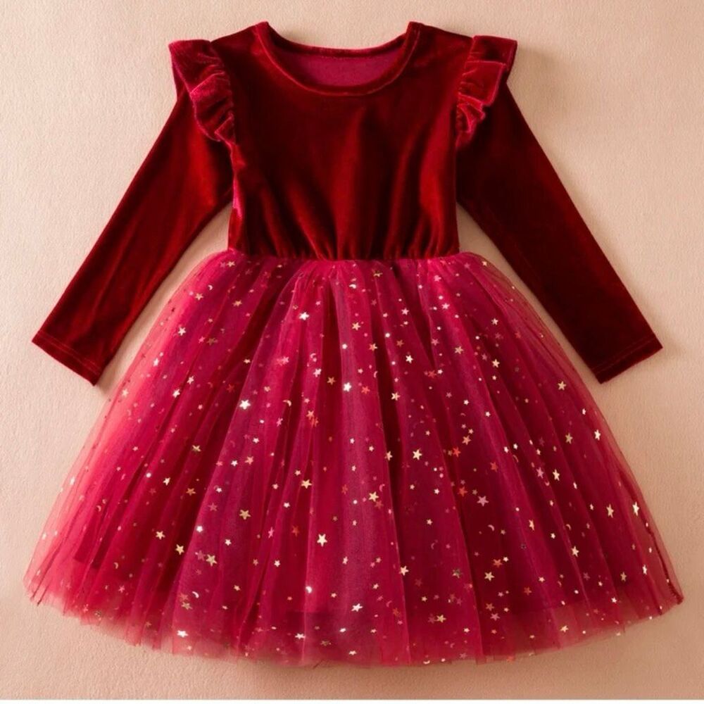 Christmas Twinkle and Twirl Starry Velvet Tutu Dress size 6